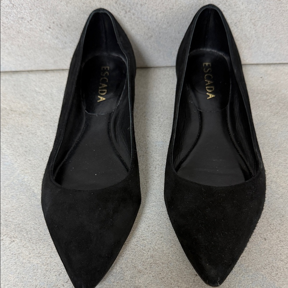 Escada Black Suede Pointed Flats